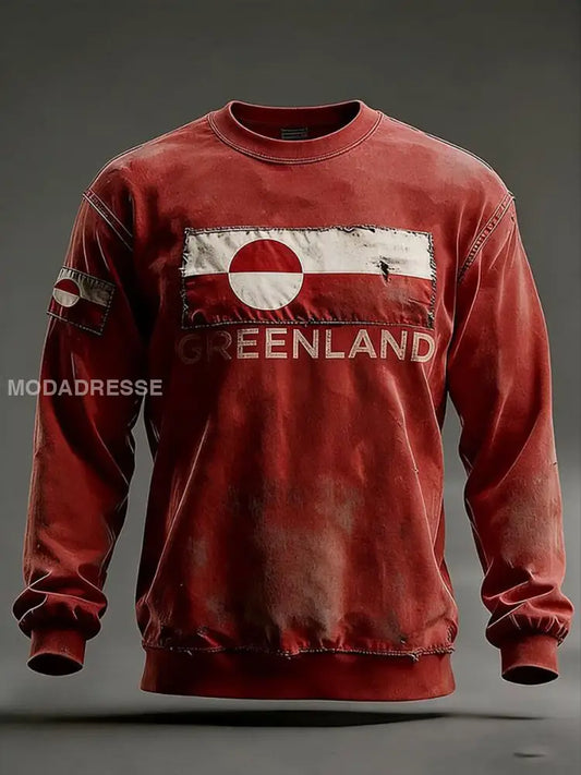 Mænds Grønland Print Casual Sweatshirt rød / S