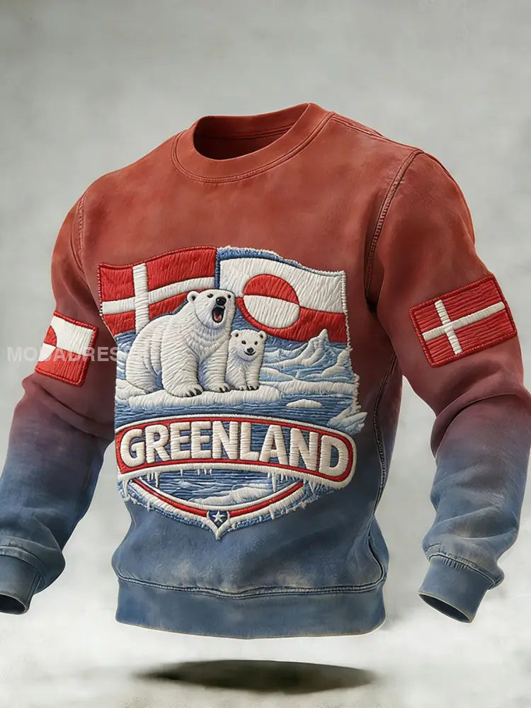 Mænds Grønland Print Casual Sweatshirt rød / S
