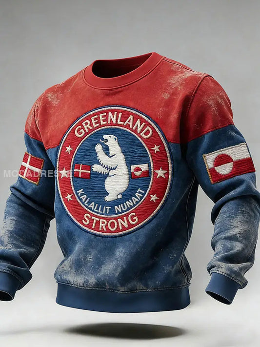 Mænds Grønland Print Casual Sweatshirt rød / S