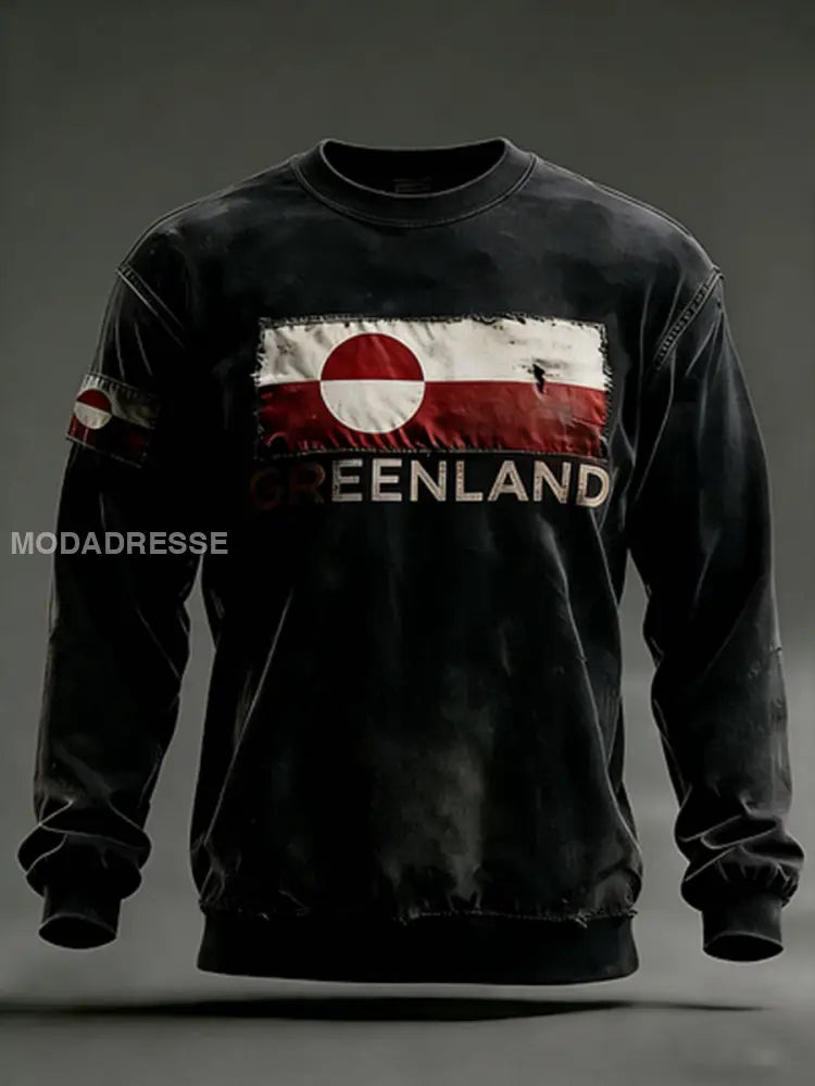 Mænds Grønland Print Casual Sweatshirt sort / S
