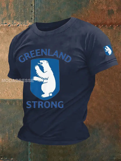 Mænds Grønland Stærk trykt Casual T-shirt blå / S