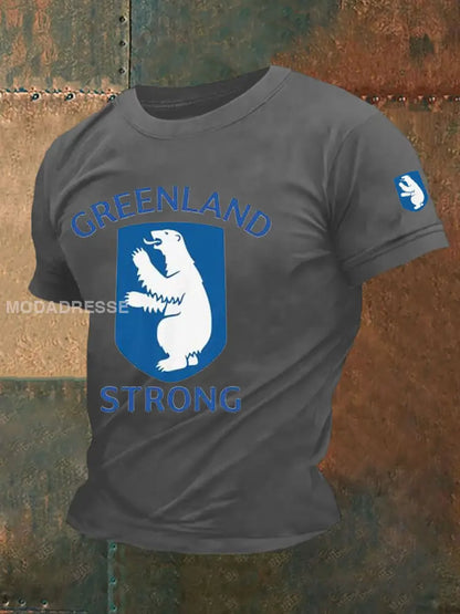 Mænds Grønland Stærk trykt Casual T-shirt gråt / S