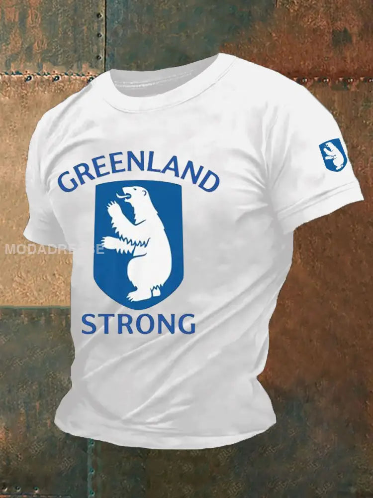 Mænds Grønland Stærk trykt Casual T-shirt hvid / S