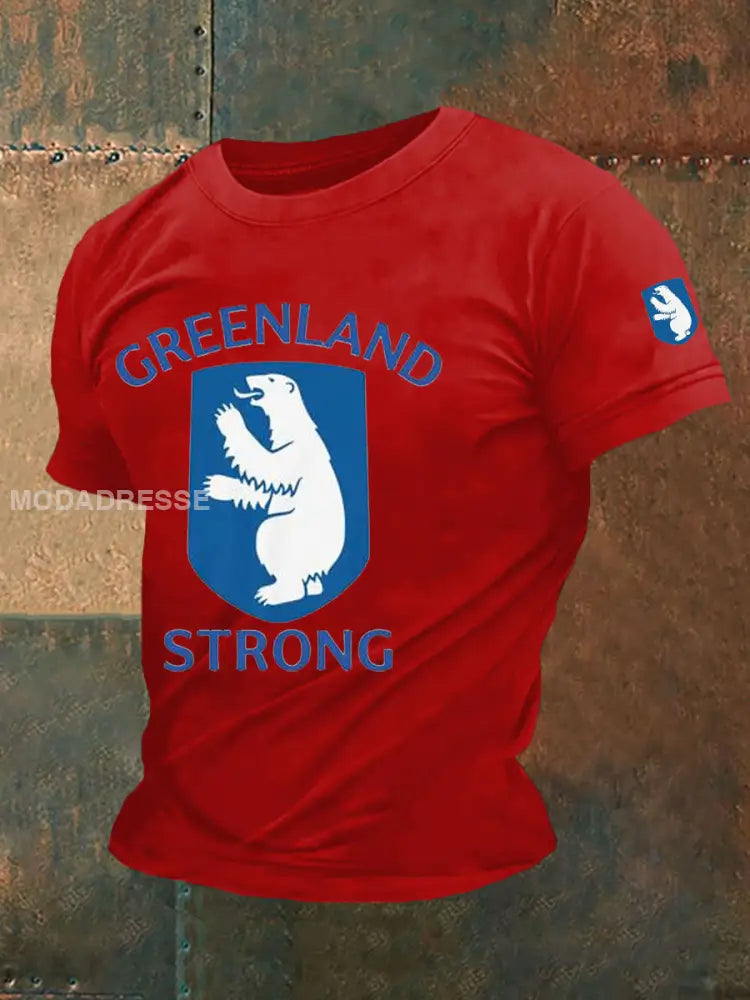 Mænds Grønland Stærk trykt Casual T-shirt rød / S