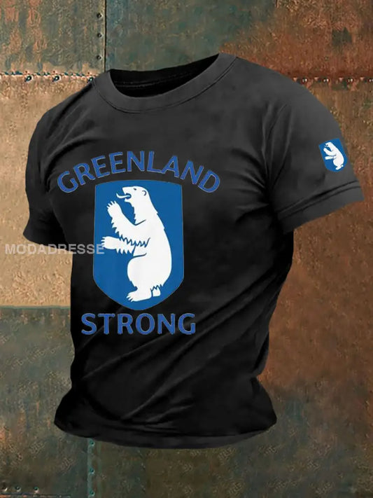 Mænds Grønland Stærk trykt Casual T-shirt sort / S