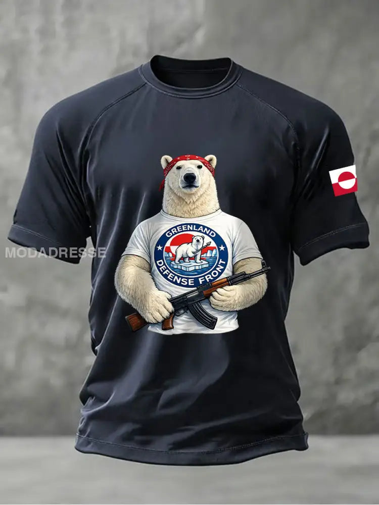Mænds Grønland trykt Casual T-shirt blå flådefarver / S