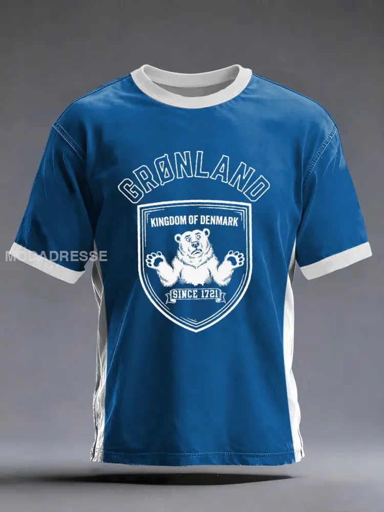 Mænds Grønland trykt Casual T-shirt blå / S