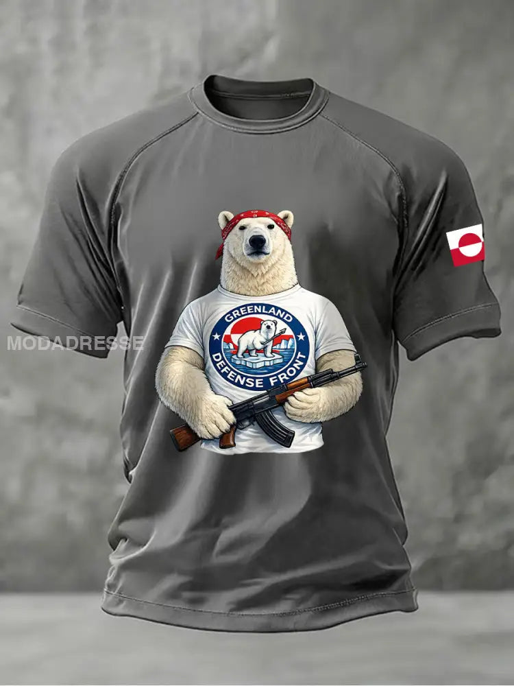 Mænds Grønland trykt Casual T-shirt grå / S