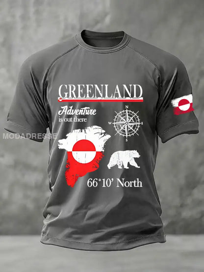 Mænds Grønland trykt Casual T-shirt grå / S