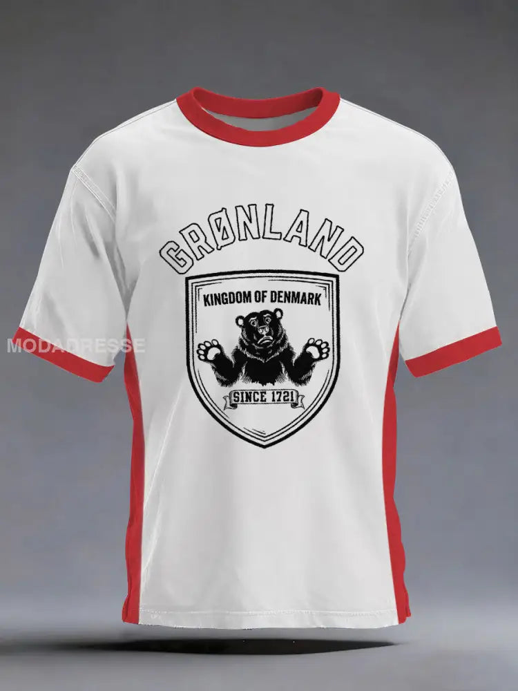 Mænds Grønland trykt Casual T-shirt hvid / S