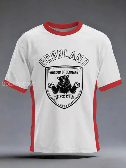 Mænds Grønland trykt Casual T-shirt hvid / S
