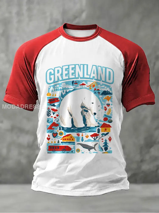 Mænds Grønland trykt Casual T-shirt hvidt / S