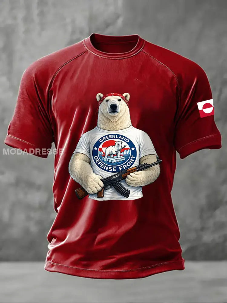 Mænds Grønland trykt Casual T-shirt rød / S