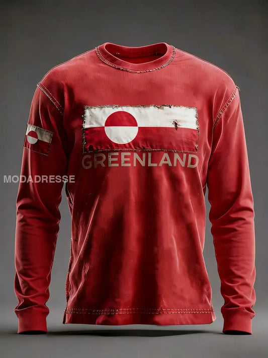 Mænds Grønland trykt Casual T-shirt rød / S