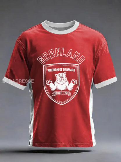 Mænds Grønland trykt Casual T-shirt rød / S