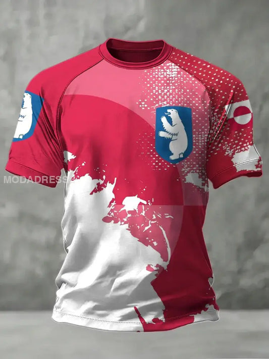 Mænds Grønland trykt Casual T-shirt rød / S