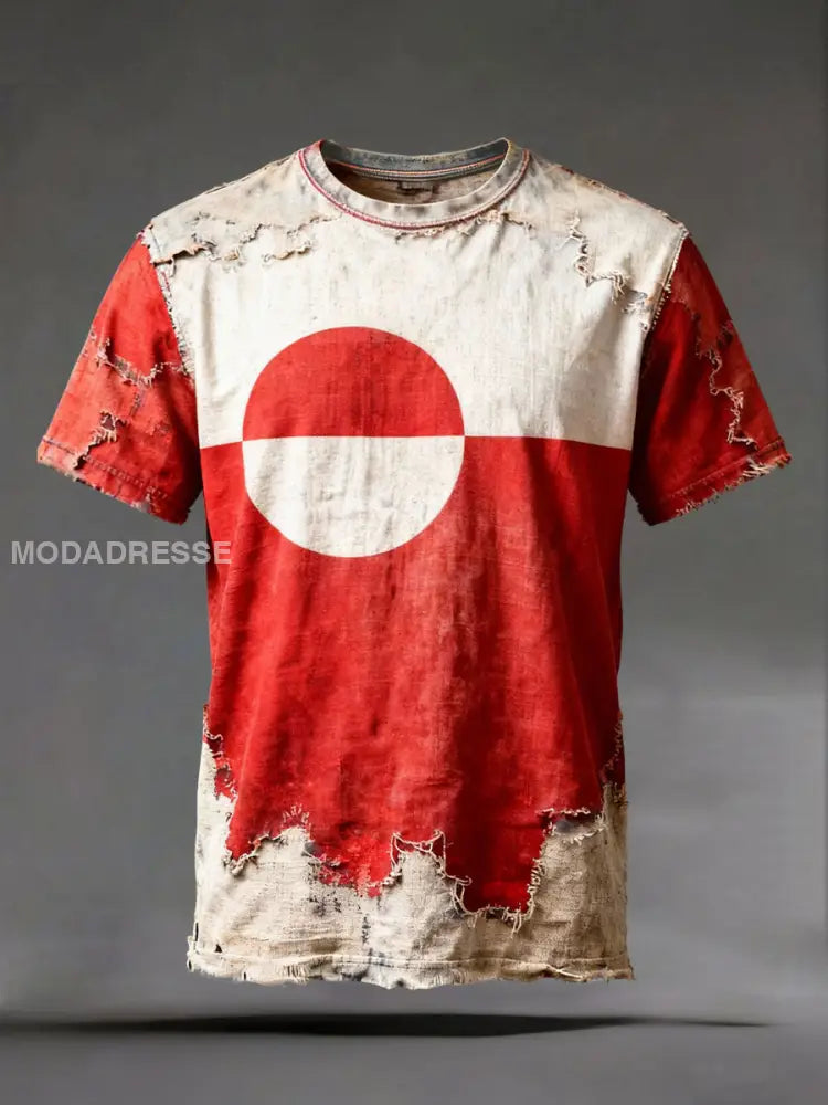 Mænds Grønland trykt Casual T-shirt rød / S