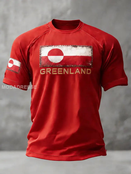 Mænds Grønland trykt Casual T-shirt rød / S