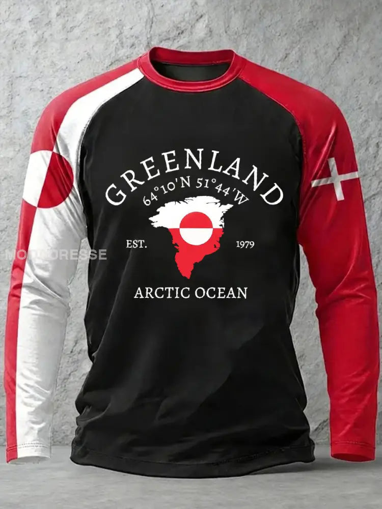 Mænds Grønland trykt Casual T-shirt rød / S