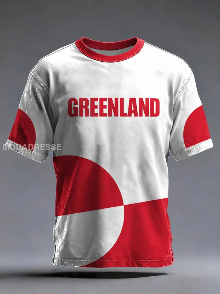 Mænds Grønland trykt Casual T-shirt som billede / S