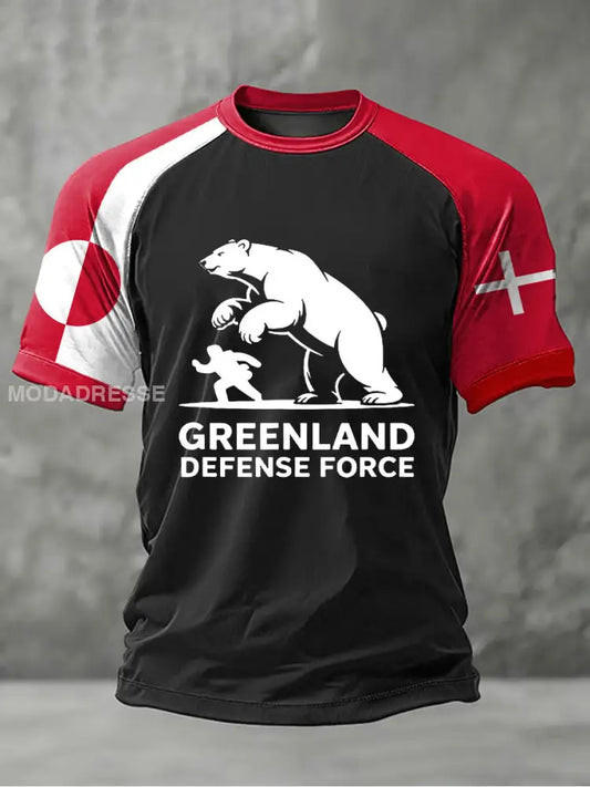 Mænds Grønland trykt Casual T-shirt Sort / S