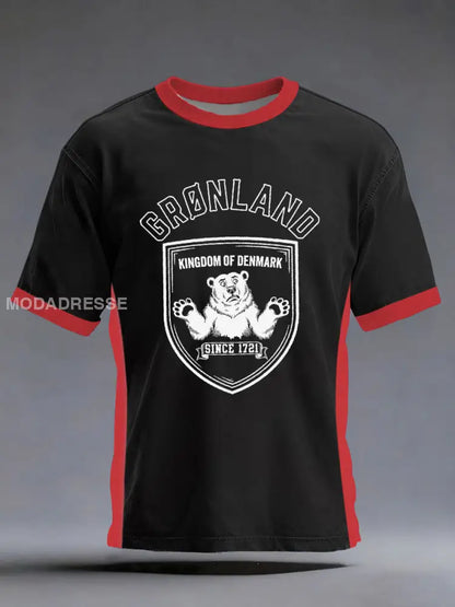 Mænds Grønland trykt Casual T-shirt sort / S