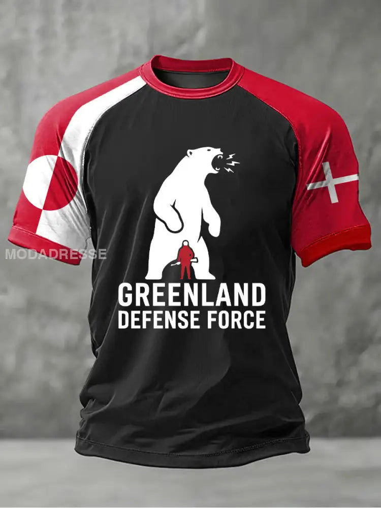 Mænds Grønland trykt Casual T-shirt Sort / S