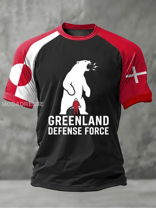 Mænds Grønland trykt Casual T-shirt Sort / S