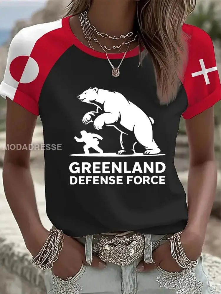 Mænds Grønland trykt Casual T-shirt Sort / S