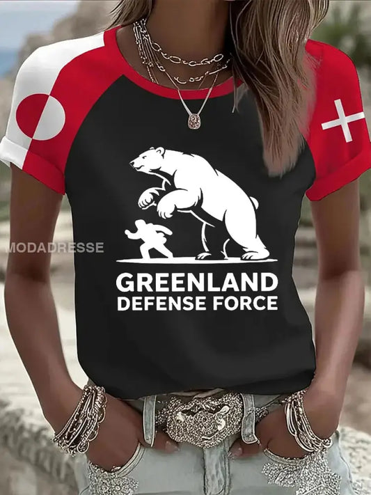 Mænds Grønland trykt Casual T-shirt Sort / S