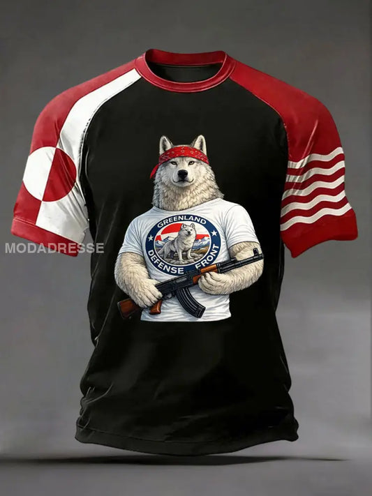 Mænds Grønland trykt Casual T-shirt Sort / S