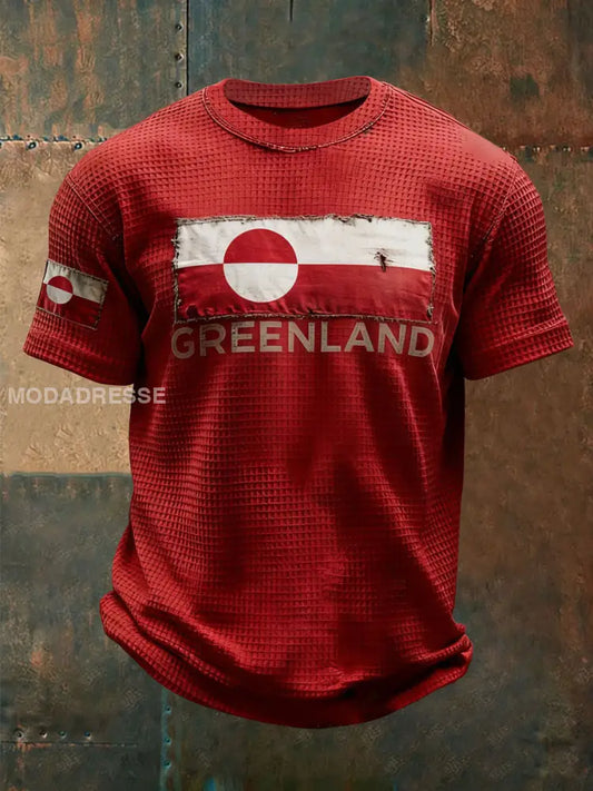 Mænds grønlands vaffel Print Casual T-shirt rød / S