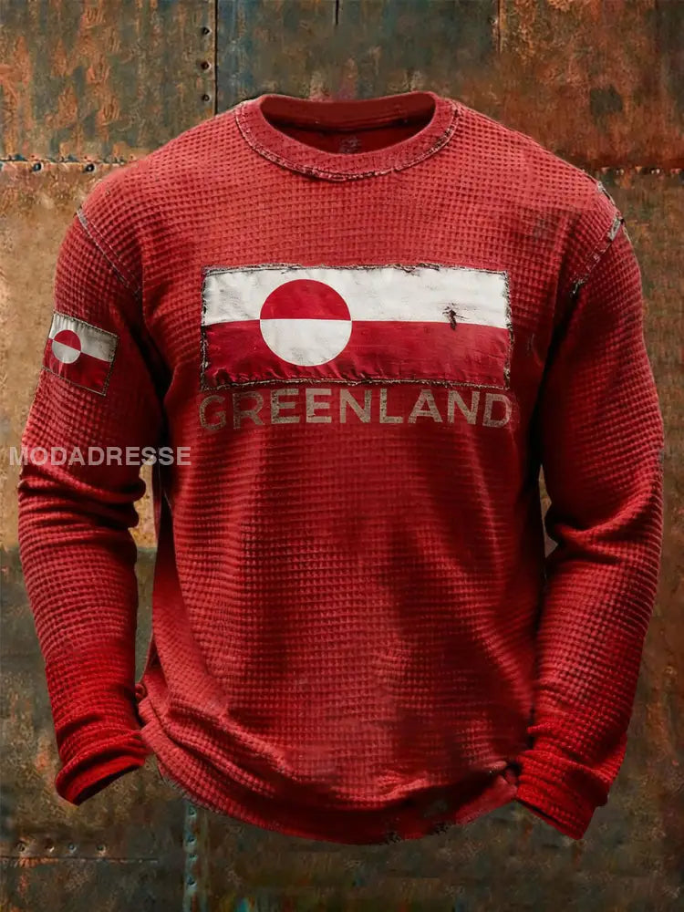 Mænds grønlands vaffel Print Casual T-shirt rød / S