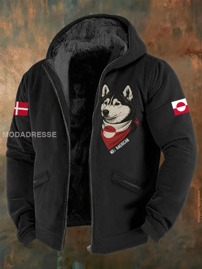 Mænds grønlandske hunde fleece-foret jakke sorte / S