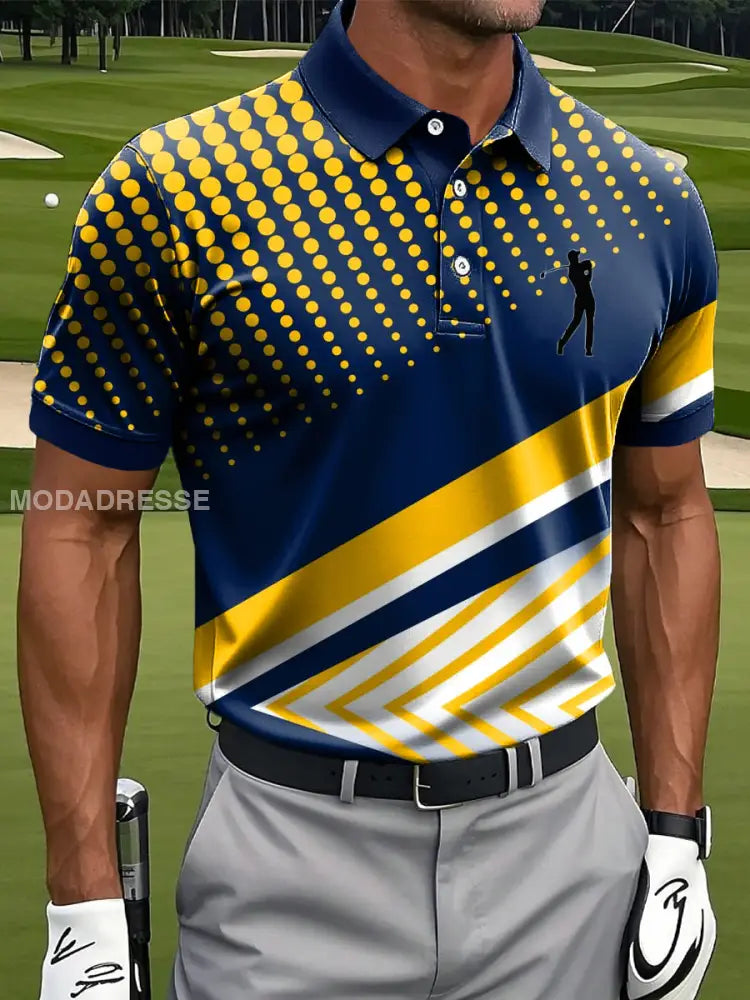 Mäns Abstract Polka Dot Line Konst Skriv ut Casual Business Polo tröj S