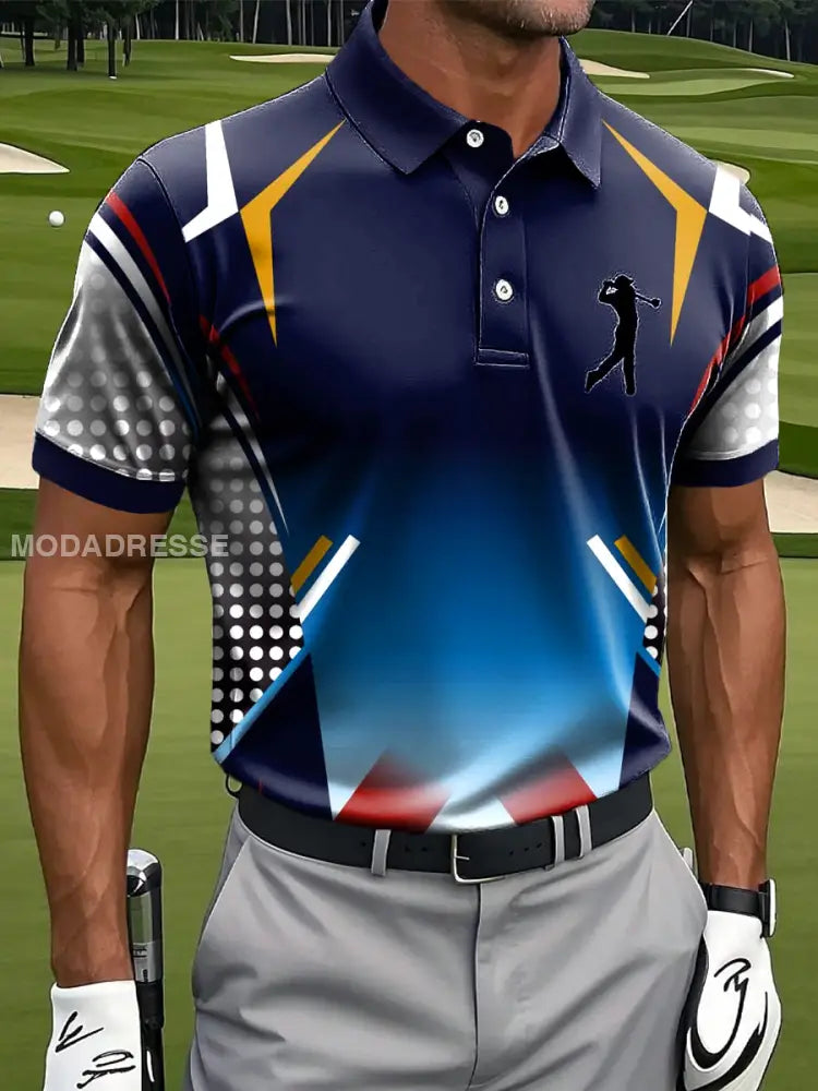 Mäns abstrakt gradient linje färg konst utskrift Casual Business Polo tröj S