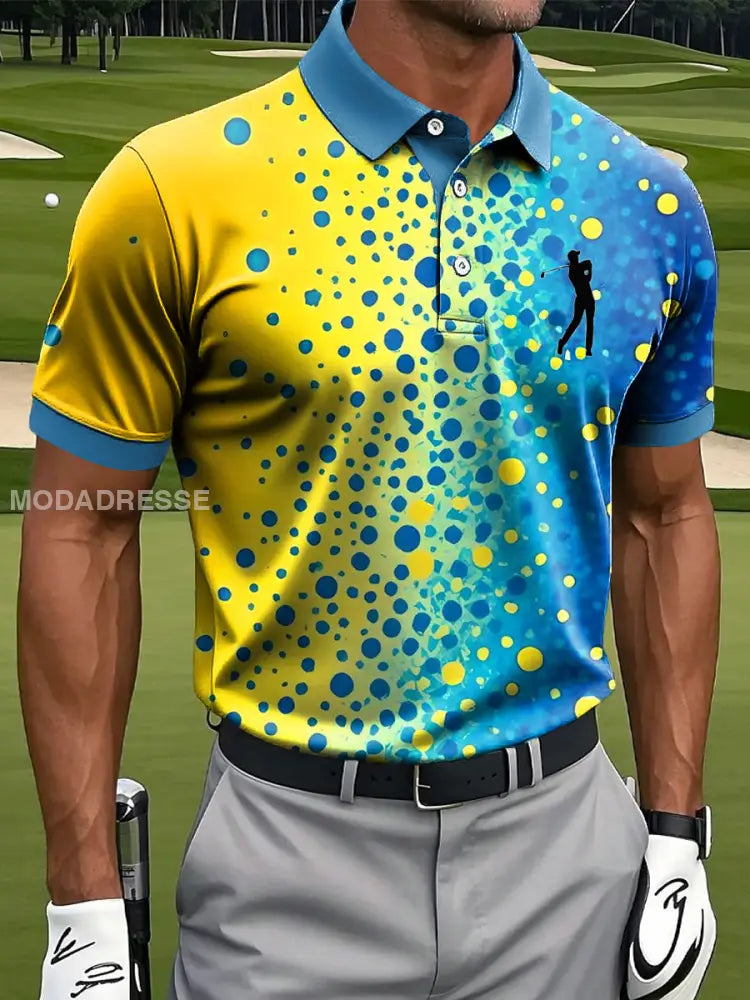 Mäns abstrakt gradient Polka Dot färg konst Skriv ut Casual Business Polo tröj S