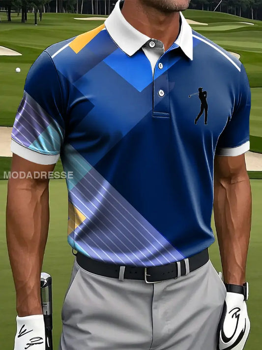 Mäns Abstrakt konst Gradient Geometrisk Räng Skriv ut Casual Business Polo tröj S