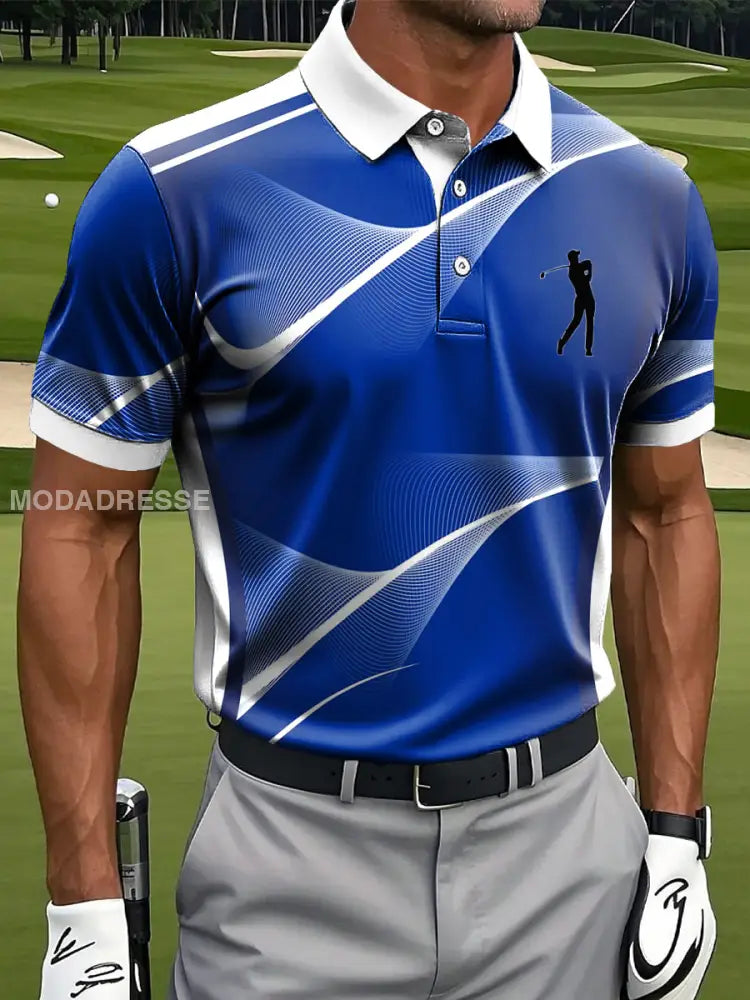 Mäns abstrakt linje Texture Konst Skriv ut Casual Business Polo tröj S