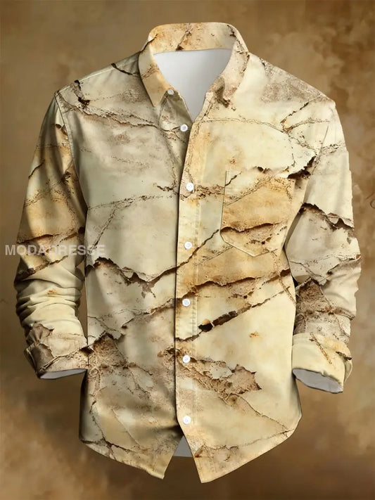 Mäns affärsstil konst Print Casual Långärm skjjorta A / S