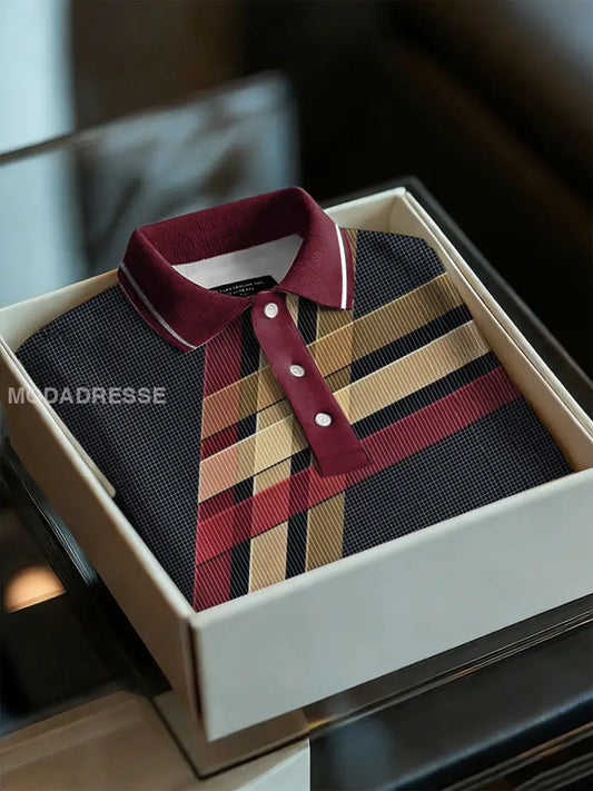 Mäns affärsstil Polo krage Casual Kort ärm skjorta svart / S