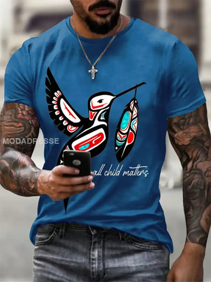 Mäns alla barn ärenden tryckt Casual T-shirt blå / S