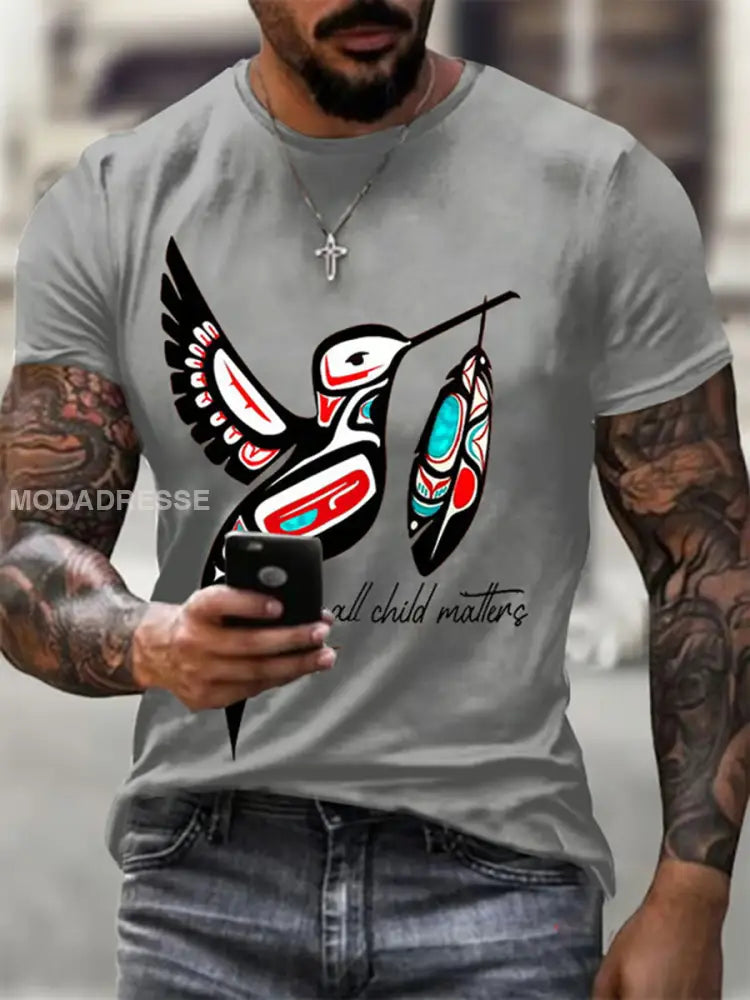 Mäns alla barn ärenden tryckt Casual T-shirt grå / S