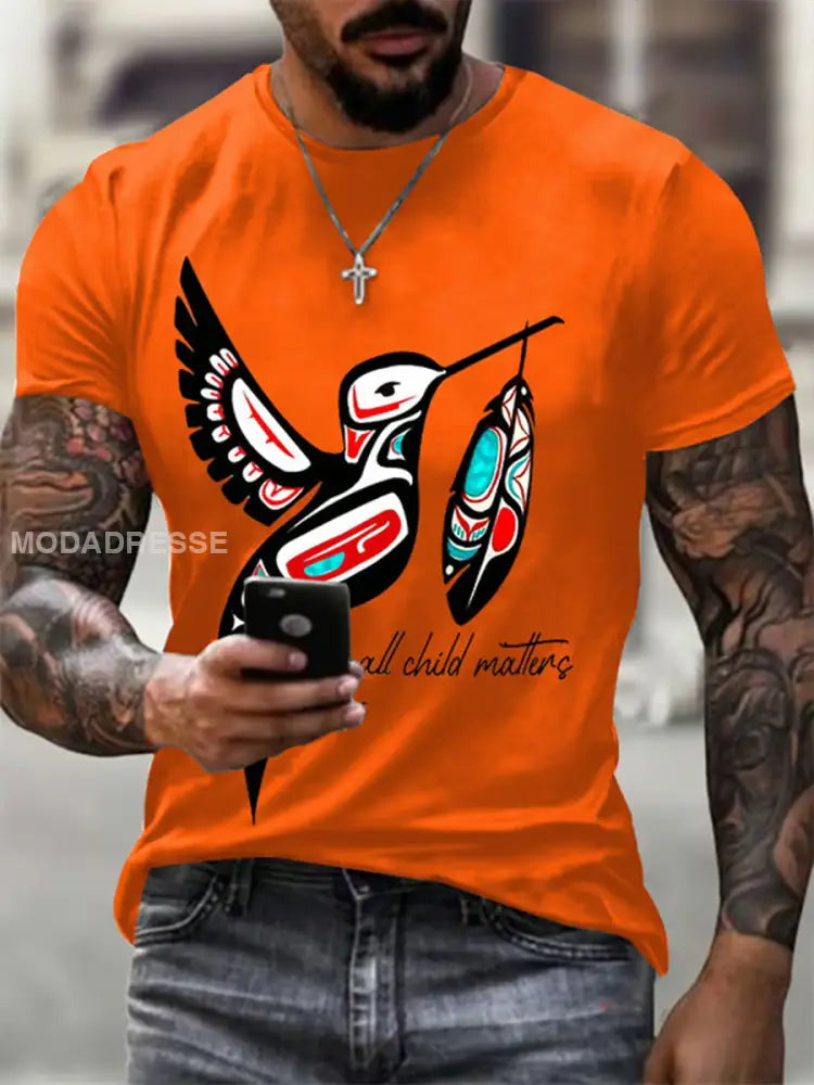 Mäns alla barn ärenden tryckt Casual T-shirt oräng / S