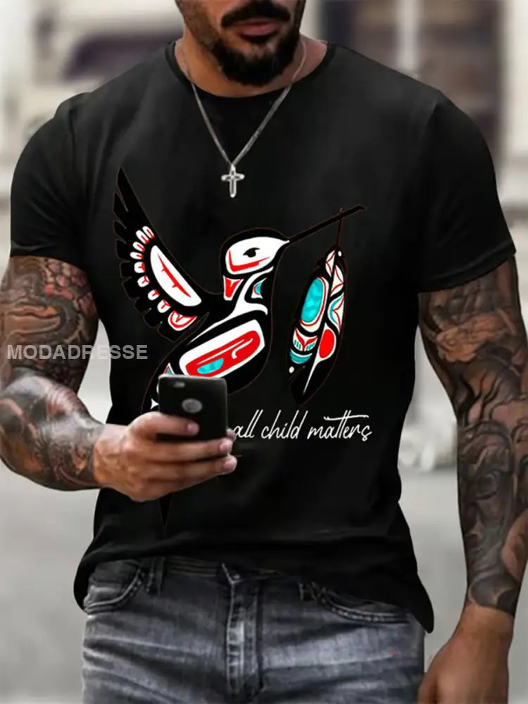 Mäns alla barn ärenden tryckt Casual T-shirt svart / S