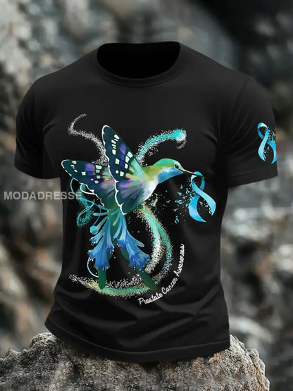 Mäns band prostatacancer Hummingbird T shirts svart / S