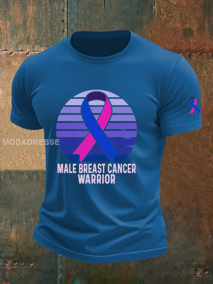 Mäns bröstcancer medvetenhet Skriv ut Casual T shirt blå / S