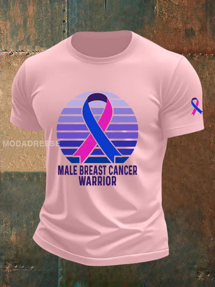 Mäns bröstcancer medvetenhet Skriv ut Casual T shirt runt / S