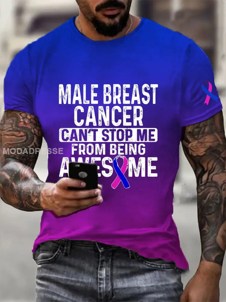 Mäns bröstcancer medvetenhet Skriv ut Casual T shirt som bild / S
