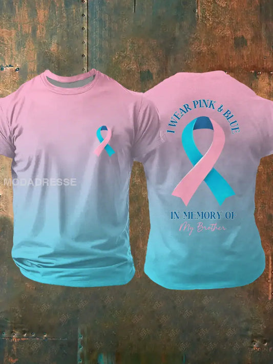 Mäns bröstcancer medvetenhet Skriv ut Casual T shirt som bild / S